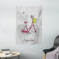 thumbnail image 1 of Eiffel Tower Tapestry, Bonjour Paris Cartoon Design of a Bicycle, Wall Hanging for Bedroom Living Room Dorm Decor, 40W X 60L Inches, Pale Grey Hot Pink Yellow Green Charcoal Grey, by Ambesonne, 1 of 2
