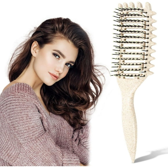 shiyou-Curl Defining Brush, Curly Hair Brush for Women & Men, Curl Brush, Detangling Hair Brush for Dry & Wet Hair, Vented Brush for Shaping Defining Curls Wet Hair (Wheat, 1 PCS)