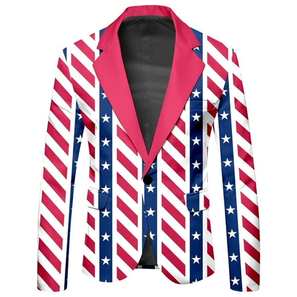 JHLZHS Suit for Men Wedding Guest Male Independence Day Long Sleeve Jacket with Printed Buttons and Multiple Pockets for Holiday Party Events Coat Men Suit Jacket Black Dinner Prom Jacket Suit for Men