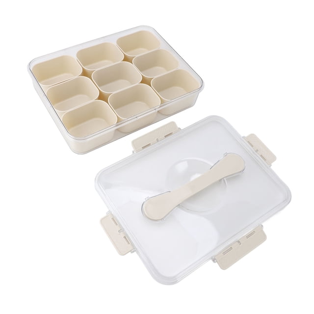 Divided Serving Tray, Plastic Seasoning Organizer Box 9 Compartments Multipurpose for Camping for Kitchen