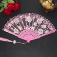 thumbnail image 6 of GIXUSIL Lace Handheld Folding Fan Wedding Fan,Embroidered Flower Bridal Hand Fan Chinese Japanese Vintage Fan for 1920s Costume Wedding Dancing Tea Party(Pink), 6 of 7