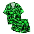 thumbnail image 5 of Xmyrz Young Adult Outfits Sets Women Shorts Set Short Sleeve 3D Print Button Up Recreation Homewear Loose Fit Going Out Outfit Clothing Suits, 5 of 6