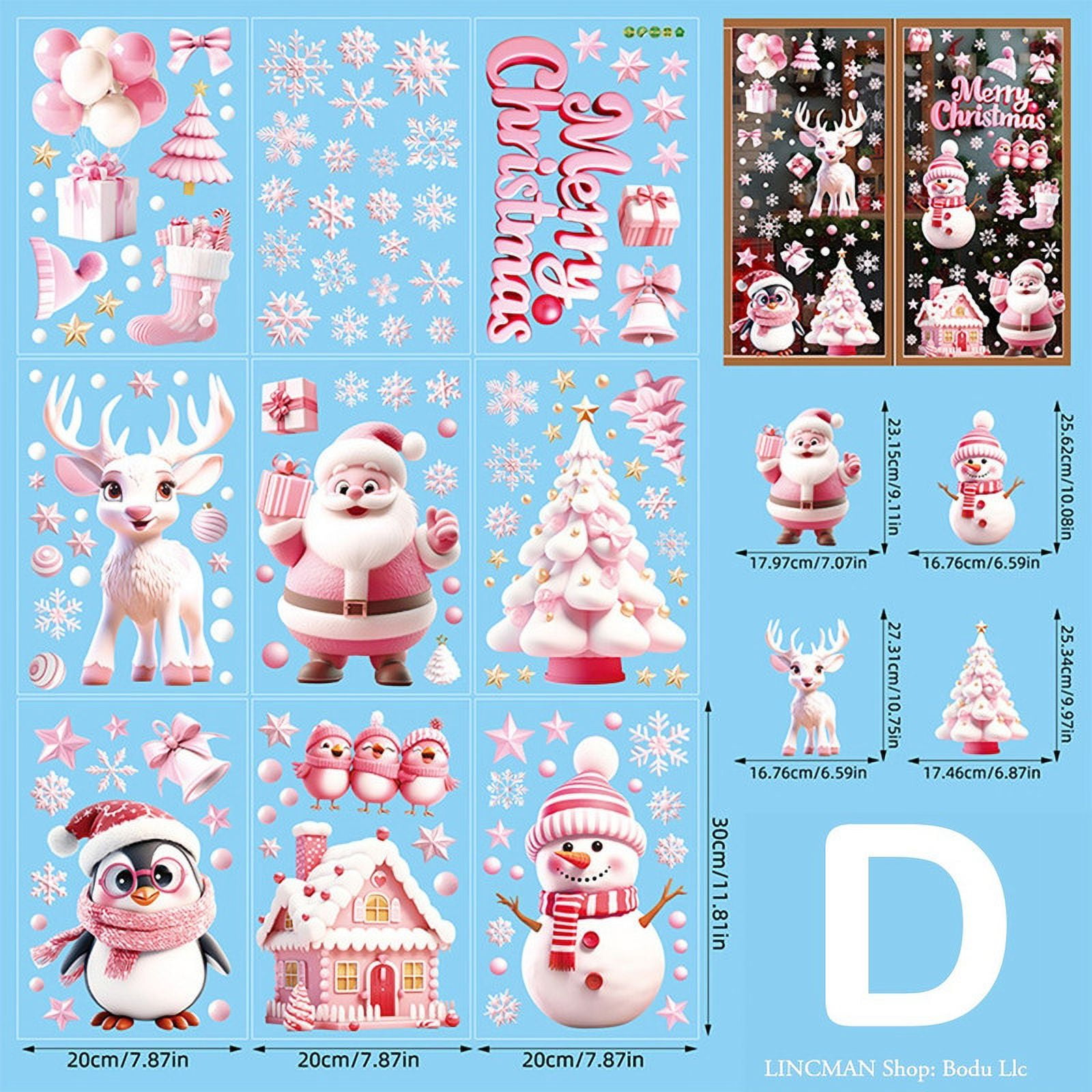 155 PCS Glitter Snowflake Window Clings, Christmas Window Clings for Glass Windows, Double Sided Reusable Christmas Window Stickers& Decals, Winter Clings for Christmas Window Decorations (9 Sheets)