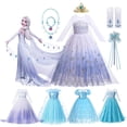 thumbnail image 2 of Disney Elsa Princess Dress for Girls White Sequined Mesh Ball Gown Carnival Clothing Kids Cosplay Snow Queen Frozen 2 Costume3-4T (110) Gao Jinjia LED, 2 of 2