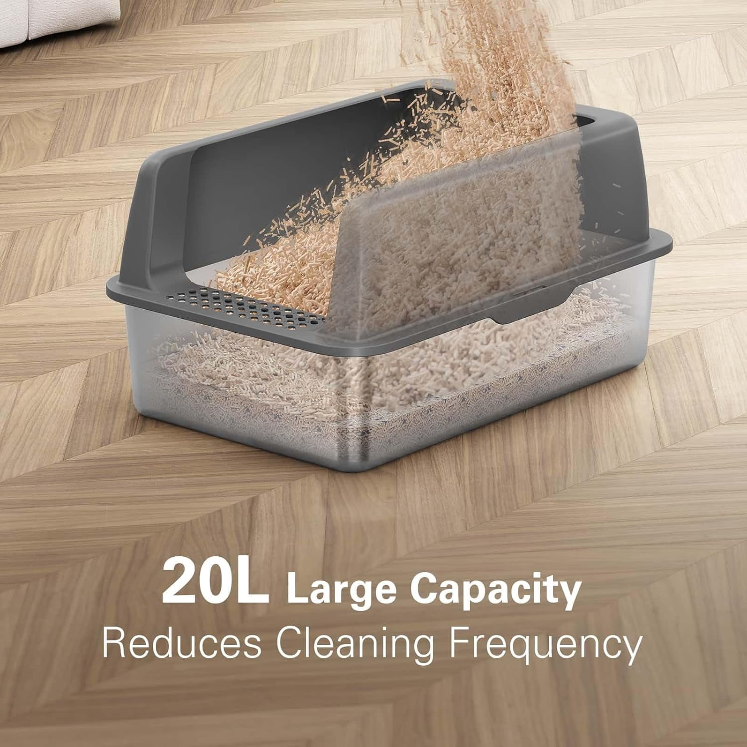 Stainless Steel Litter Box, Large Cat Litter Box, 24”L x 16”W x 12”H, XL Metal Cat Litter Box for Big Cats with High Sided Enclosure, Non-Sticky, Easy Cleaning, Anti-Leakage
