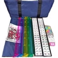 thumbnail image 1 of Ploomi American Mahjong Tiles Set, 166 White Tiles, 4 Color Racks & Pushers, Complete Western Mahjong Set with Blue Carrying Bag for Beginners & Expe, 1 of 7