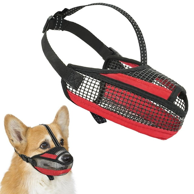 Museau pour Chien en Maille Douce avec Sangle Réfléchissante - Museau Léger Ajustable pour Chiens pour Empêcher de Mordre, Mâcher et Lécher, Design Nez Ouvert Réduit la Friction et Améliore le Confort