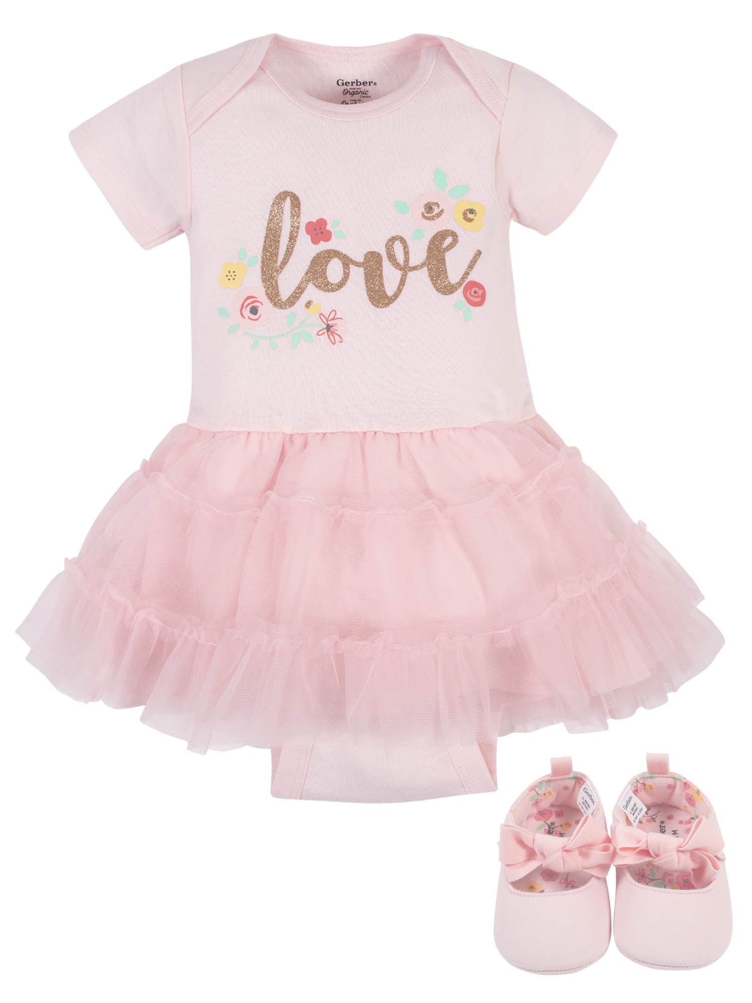 Gerber Baby Girl Tutu Dress \u0026 Shoes, 2 