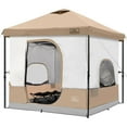 thumbnail image 1 of KAMPKEEPER 10x10 Pop Up Canopy with Camping Inner Tent, Fits 6 Person, Khaki, 1 of 6