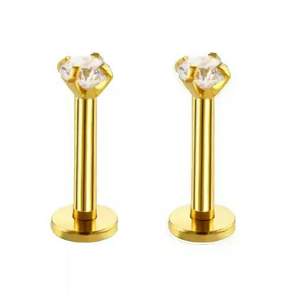 EOEMY Lip Ring Ear 2Pcs Surgical Steel Monroe Stud Helix Piercing / Tragus Labret Bars-Gold-8mm-2Pc