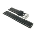 thumbnail image 2 of Bandini 22mm Mens Genuine Leather Watch Band Strap - Black With White Stitch - Alligator Pattern - Square Edged, 2 of 5