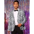 thumbnail image 2 of Unique Bargains Men's Animal Printed Blazer Vintage Slim Fit One Button Sports Coats 2XL Black White, 2 of 6
