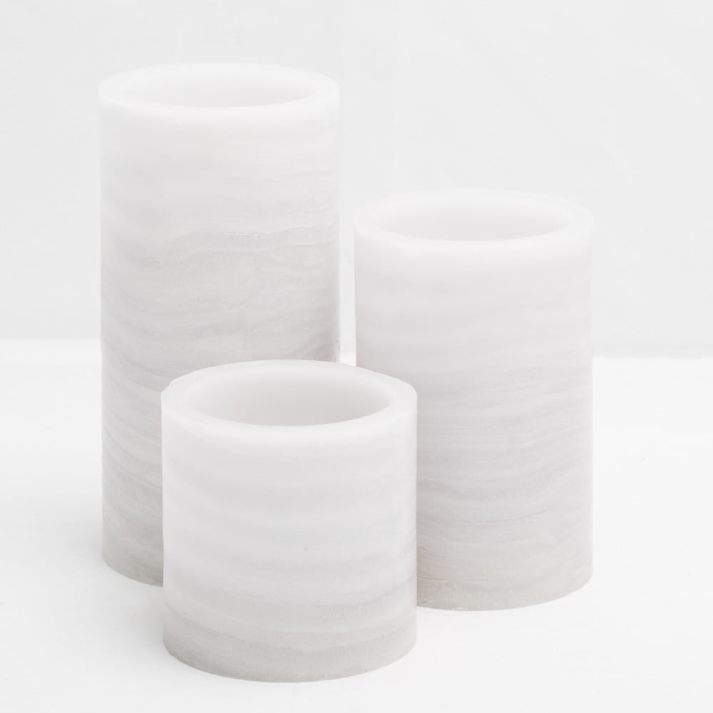 Richland Flameless LED Pillar Candles Marble Set of 12