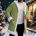thumbnail image 2 of JHHLSF Christmas Cardigan for Men's Cozy Hooded with Open Front Sweater for Outdoor Winter Xmas Coat Tops with Pockets Light Green, XL, 2 of 9