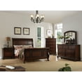 thumbnail image 4 of Antique Sleigh Bed Bedroom Cherry Veneer Wooden 1pc Queen Size Bed HB FB Rails MDF Pine Formal Bedframe, 4 of 5