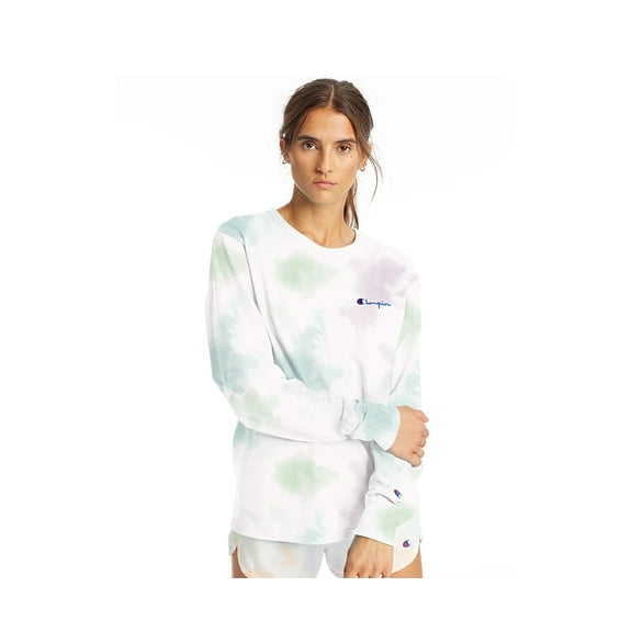 Champion Boyfriend Long Sleeve Tee-Cloud Womens Active Shirts & Tees Size Xs, Color: Coud Dye Ice Cake Multi