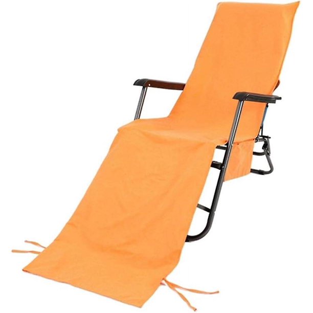 Funda de salón de microfibra YONGSHENG para tumbona playa piscina con almacenamiento lateral S naranja