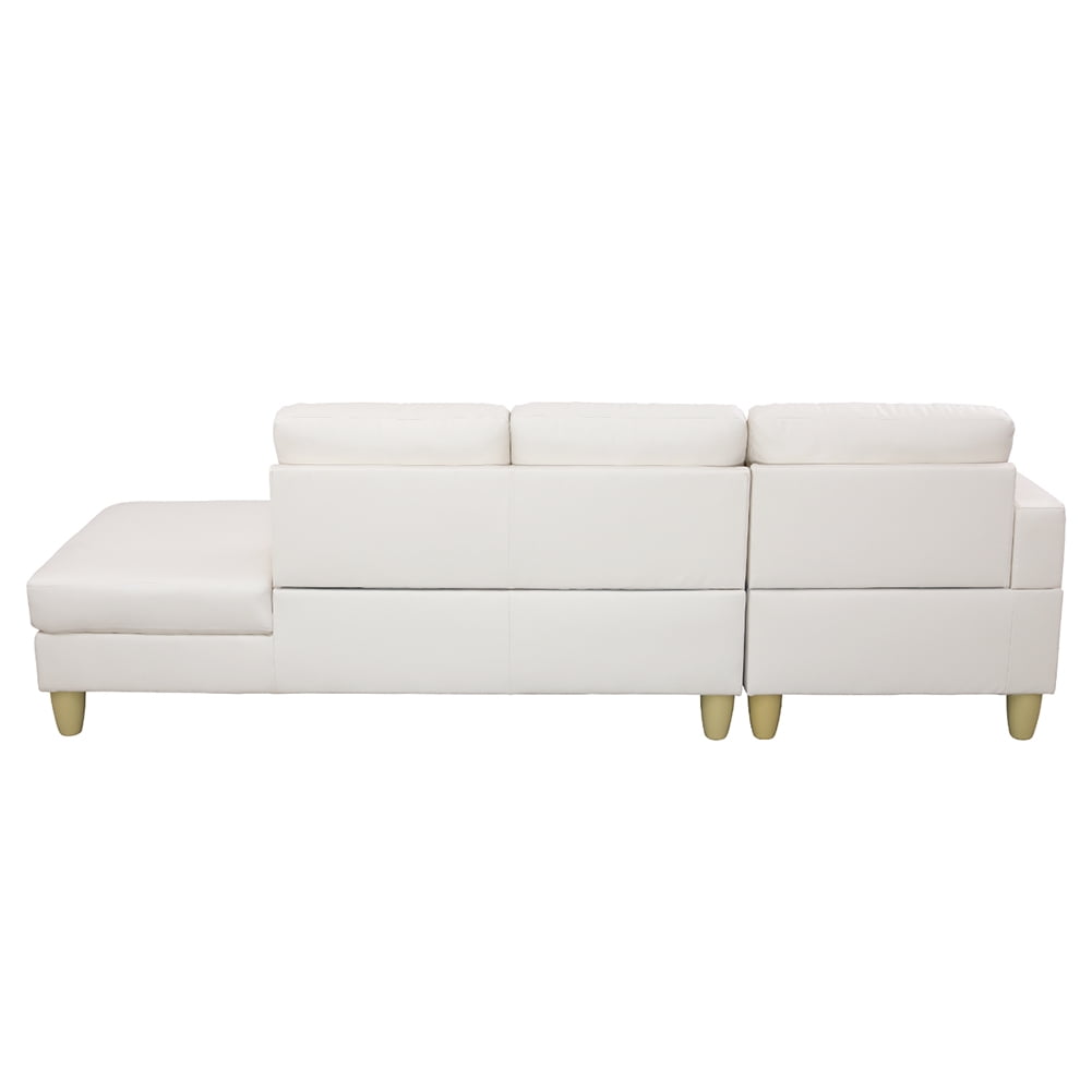 Kadyn L Shaped Sofa Couch Set for Living Room, White Faux Leather Sectional Sofa-Left Kadyn L Shaped Sofa Couch Set for Living Room, White Faux Leather Sectional Sofa-Left