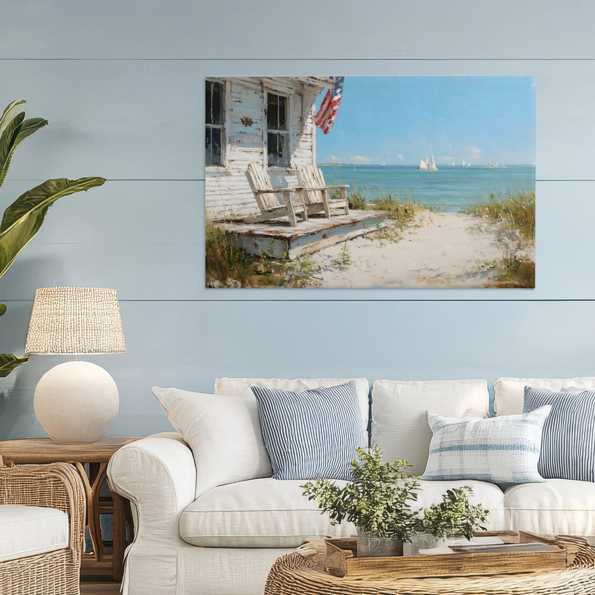 Stupell Industries By The Ocean Cottage Retreat Canvas Wall Art, design by Petal Prints Design