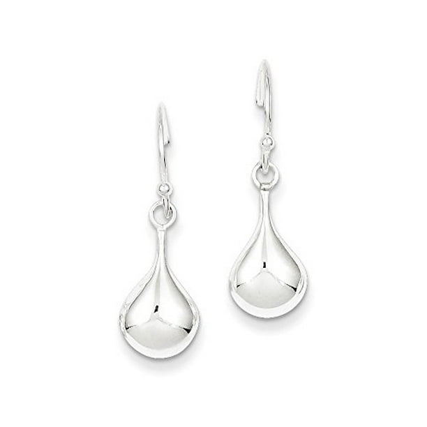 .925 Sterling Silver 26 MM Teardrop Dangle Shepherd Hook Earrings