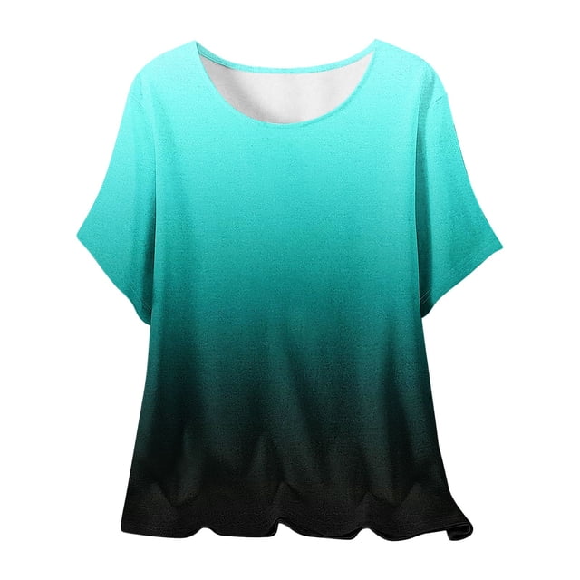 Plebaso Hauts d'Été pour Femmes Manches Courtes Col Rond T-Shirts Confortables Blouses Amples pour Femmes