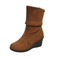 thumbnail image 2 of SEMPAI Christmas Deals Women's Solid Color Wedge Heel Comfortable Casual Shoes Brown US Size:7.5, 2 of 7
