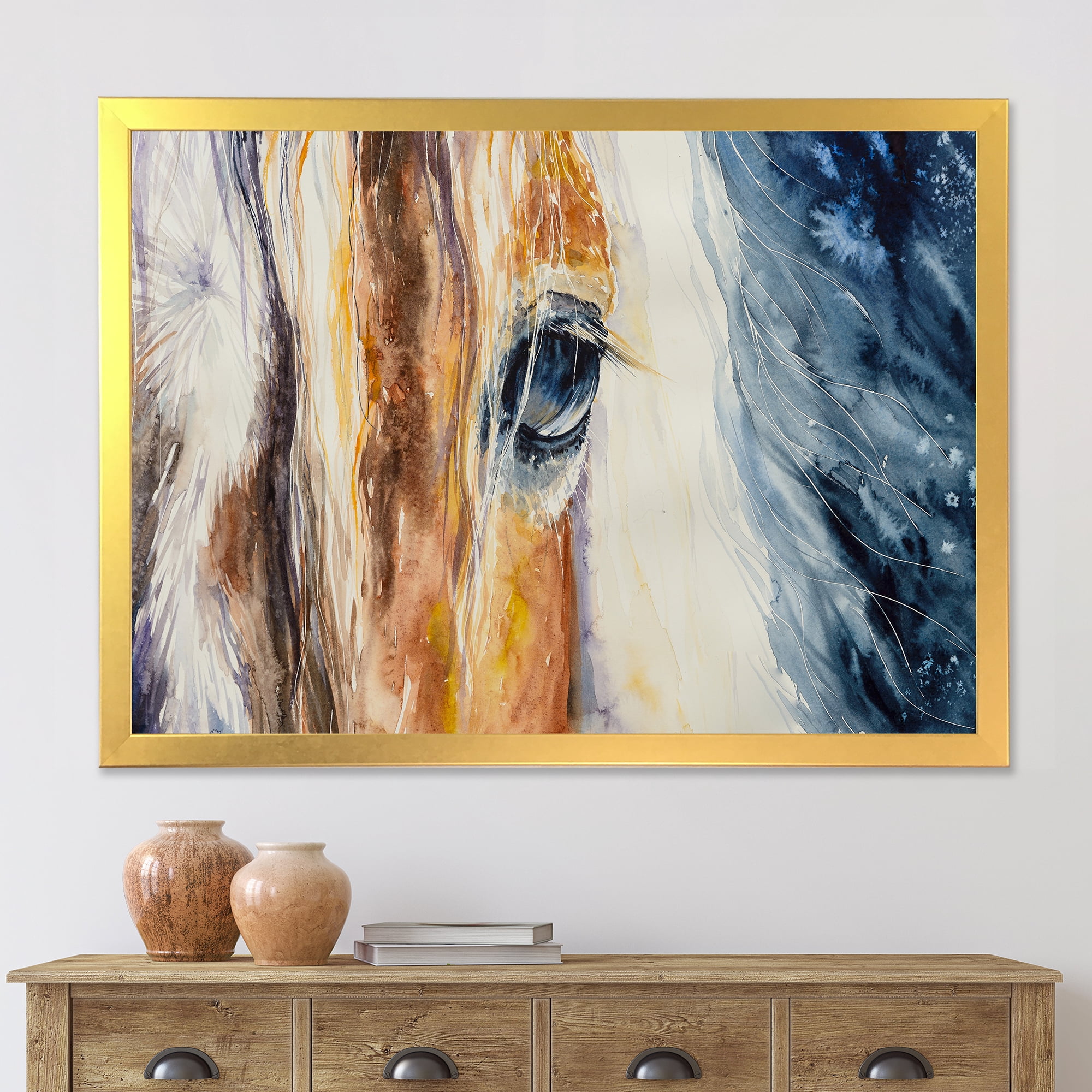 Designart 'Abstract Close-Up of A Beautiful Horses Eye I' Farmhouse Framed Art Print