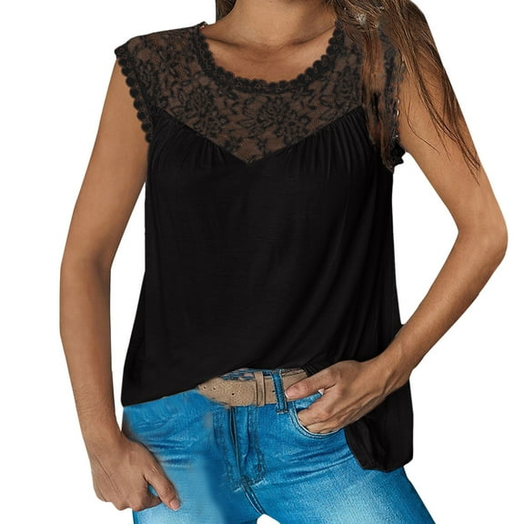 Sngxgn Women's Lace Tank Top Camisoles V Neck Spaghetti Strap Tops(Black,S)