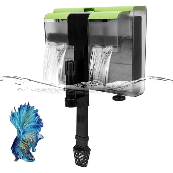 30-50 Gallon Aquariums Power Filter with Surface Skimmer, Lychee External Quiet Fish Tank Filter, Hang on Back Filter, Biochemical Cotton Filtration & Adjustable Water Flow, Dual Waterfall Design