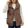 thumbnail image 2 of ZHOGXU Women's Vest Coat Sleeveless Lapel Solid Color Zipper Comfortable Thickened Jacket For Casual Daily Wear Coffee Xxl, 2 of 4