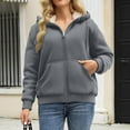 thumbnail image 5 of Dwralegc Warm Hoodies for Women Casual Fleece Sherpa Lined Hoodie Thick Long Sleeve Coats Warm Fall Winter Hoodies with Pockets Dark Gray M, 5 of 6
