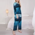 thumbnail image 3 of Fotbe Ocean Dolphin Fish School Pattern Long Sleeve Pajama Set for Women,Sleepwear Set,2-piece Loungewear Set,Soft PJs Comfy Nightwear with Pockets -X-Large, 3 of 7