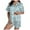 Blue, variant on HNMKIU Women's Summer Shorts Set Casual V Neck Short Sleeve Two Piece Outfit Comfortable Wear Stylish Matching Co Ord Yellow,XL