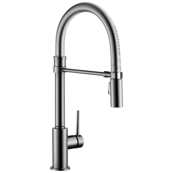 Delta Trinsic Single Handle Pull-Down Kitchen Faucet With Spring Spout, Black Stainless