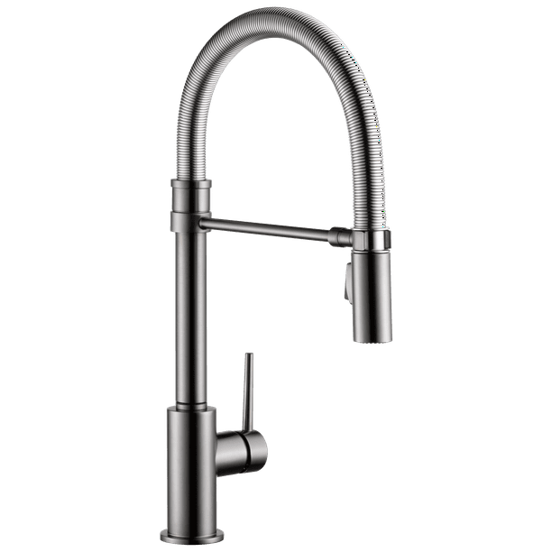 Delta Trinsic Single Handle Pull Down Kitchen Faucet With Spring Spout Black Stainless Walmart Com Walmart Com
