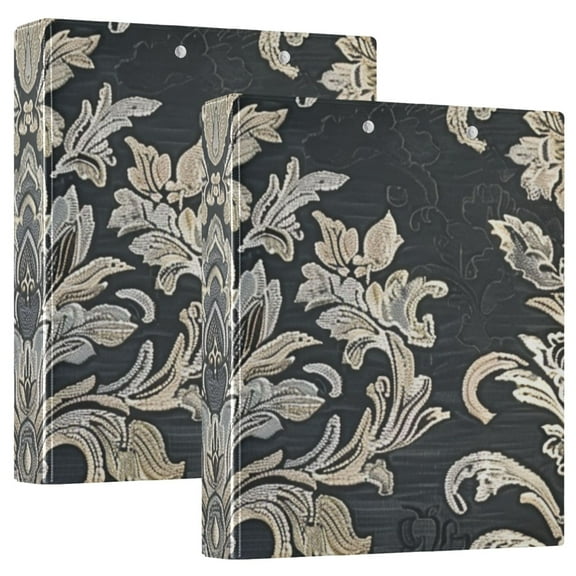 Retro Floral 3 Ring Binders 1.5 inch Hardcover File Folders with Interior Pockets A4 Size Organizer for School Office Hospital