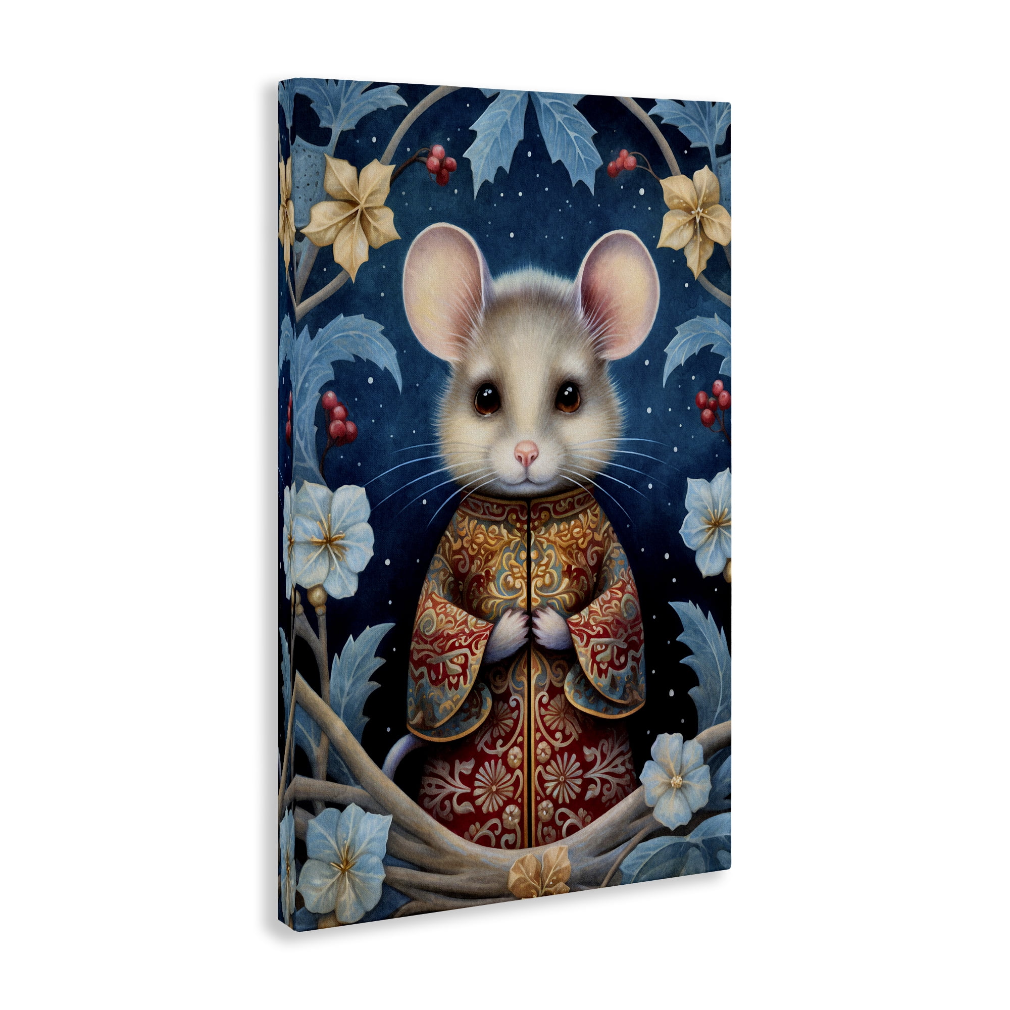 Stupell Industries Woodland Pattern Mouse Animals & Insects Painting Gallery Wrapped Canvas Art Print Wall Art, 16 x 24
