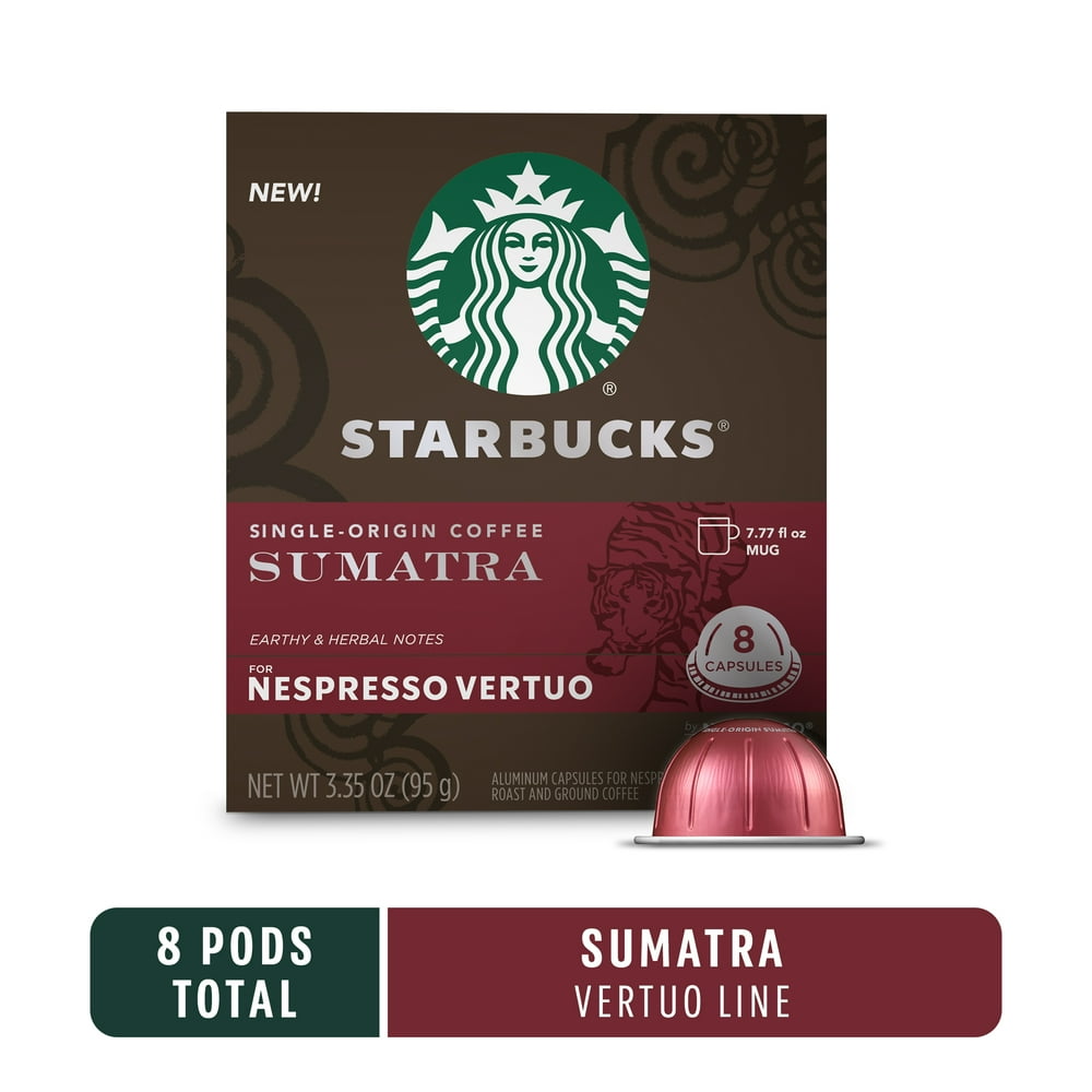Starbucks Sumatra Dark Roast for Nespresso, Vertuo Capsules, 8 Ct