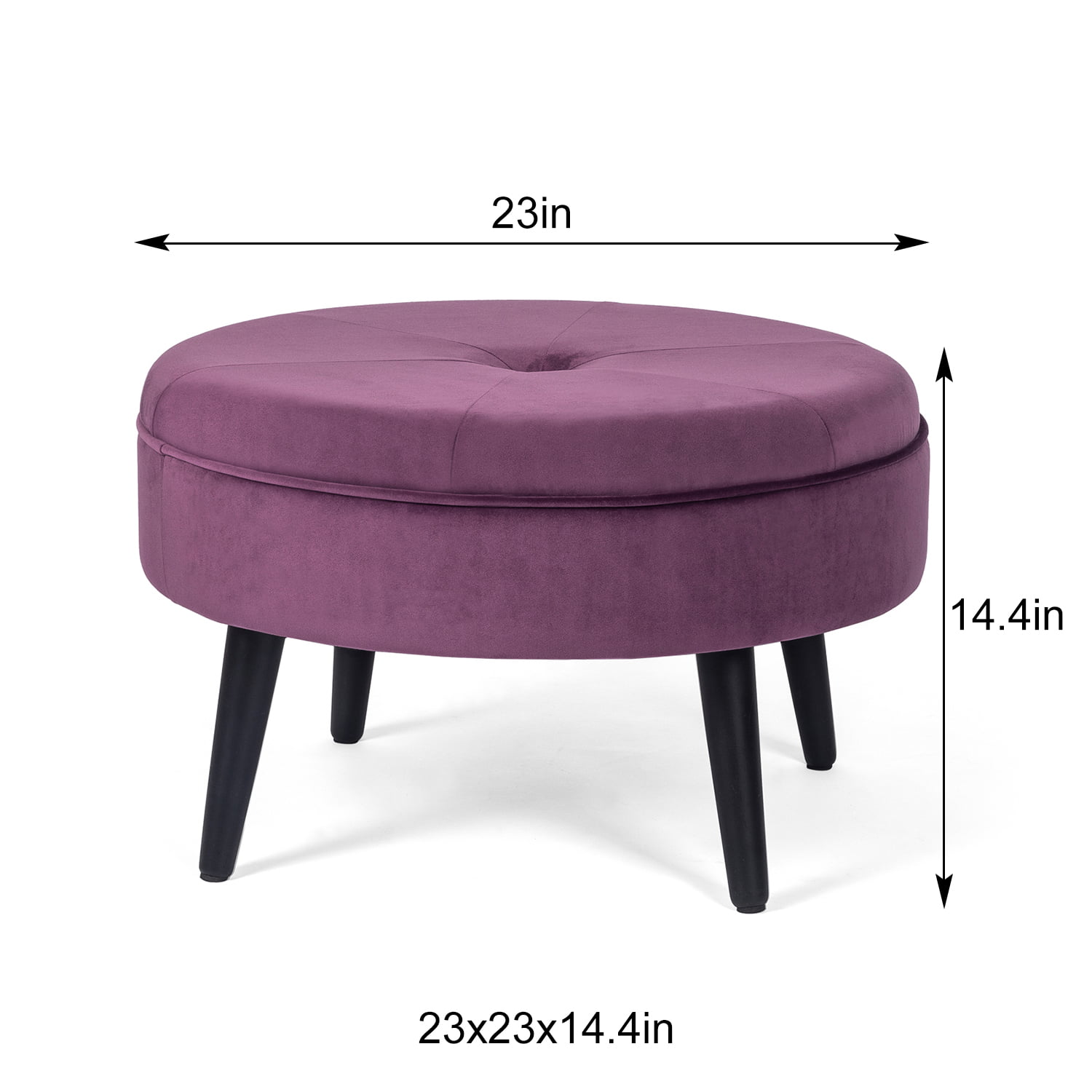 Homebeez Fabric Round Ottoman Footrest Stool Leaves 12.4 inchd x 9.8 inchh
