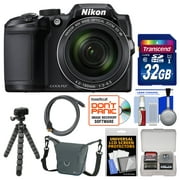 Angle View: Nikon Coolpix B500 Wi-Fi Digital Camera (Black) with 32GB Card + Case + Flex Tripod + Kit