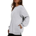 thumbnail image 3 of Hauaitttt Womens Oversized Sweatshirts Crewneck Long Sleeve Tops Pullover Fall and Winter Fashion Clothes with Pocket Large Light Athlete Wear Women Athletic Wear Jackets Cans Old School Leggings, 3 of 5