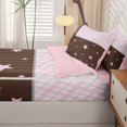 thumbnail image 5 of Manfei Classic Plaid Zipper Twin Comforter Sets with Fitted Sheet and 2 Pillowcases,Lovely Stars Zipper Bedding Set,Pink,Pink Reversible,4pcs, 5 of 8