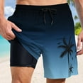 thumbnail image 2 of Ediodpoh Mens Swim Shorts Summer Fashion Gradient Color Double Layer Board Pants with Pockets Swim Trunks for Men Navy_002 XXXXL, 2 of 4