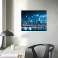thumbnail image 3 of JEUXUS Modern Canvas Painting Chicago Skyline at Night Wall Art Cityscape Picture Print on Canvas Blue City Cool Building Giclee Artwork for Home LivingRoom Bedroom Decoration Framed 20x16in, 3 of 4