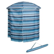 6.5' Portable Pool & Beach Cabana Sun Shelter with 50+ UV Protection and Carry Bag by Trademark Innovations (Blue Stripe)