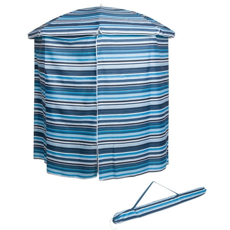 6.5' Portable Pool & Beach Cabana Sun Shelter with 50+ UV Protection and Carry Bag by Trademark Innovations (Blue Stripe)