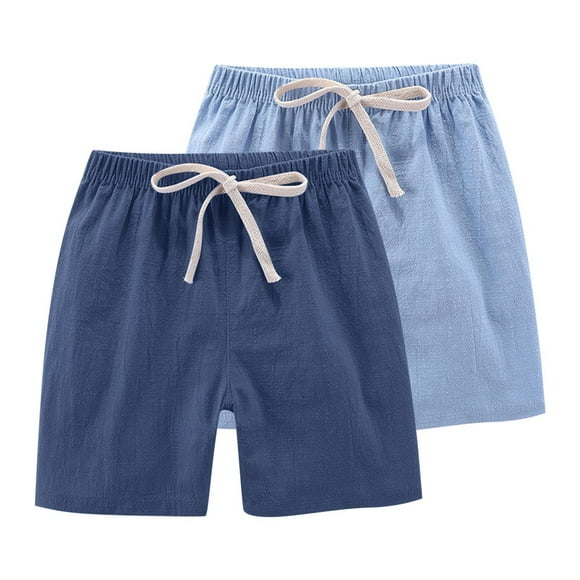 Odeerbi 2-13 Años Para Niños Niñas 2 Pcs Summer Cotton Linen Shorts Entrenamiento de Deportes Deportivos Atletismo Shorts Sólidos de Color Sólido