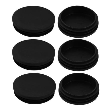 Unique Bargains 6pcs 70mm Diameter Tube Insert Chair Leg Cap Round Black Plastic Tubing Plug