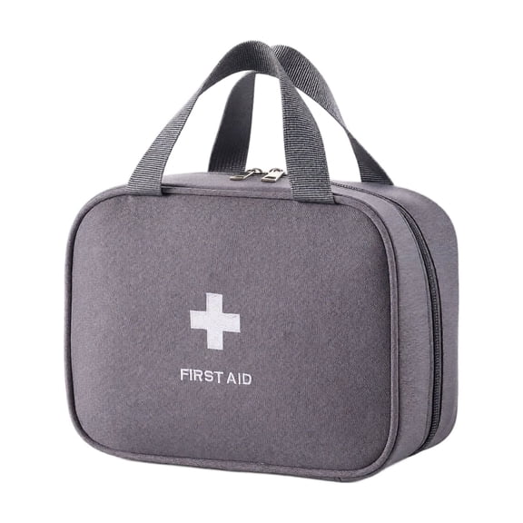 Empty First Aid Bag | First Aid Kit Bag for Travel, Home, Car and Outdoor Emergencies, Durable Gray Fabric Organizer for Medical Supplies