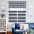 thumbnail image 2 of Dark Blue Gray Kitchen Curtains Sets for Windows 36 Inch Length, Horizontal Stripe Minimalist Geometric Rod Pocket Window Treatments Tier Curtains and Valances Set for Bedroom/Bathroom, 2 of 8